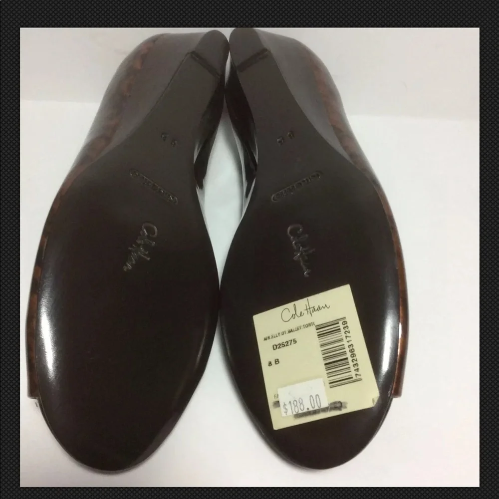 NWOB Cole Haan 8B Tortoise Patent Peep Toe Wedge
